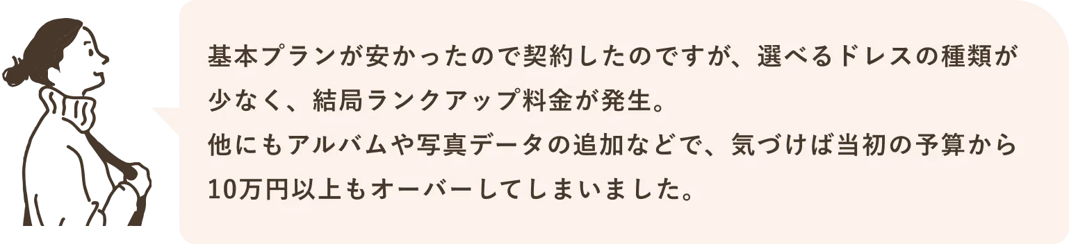 追加料金で予算オーバーに