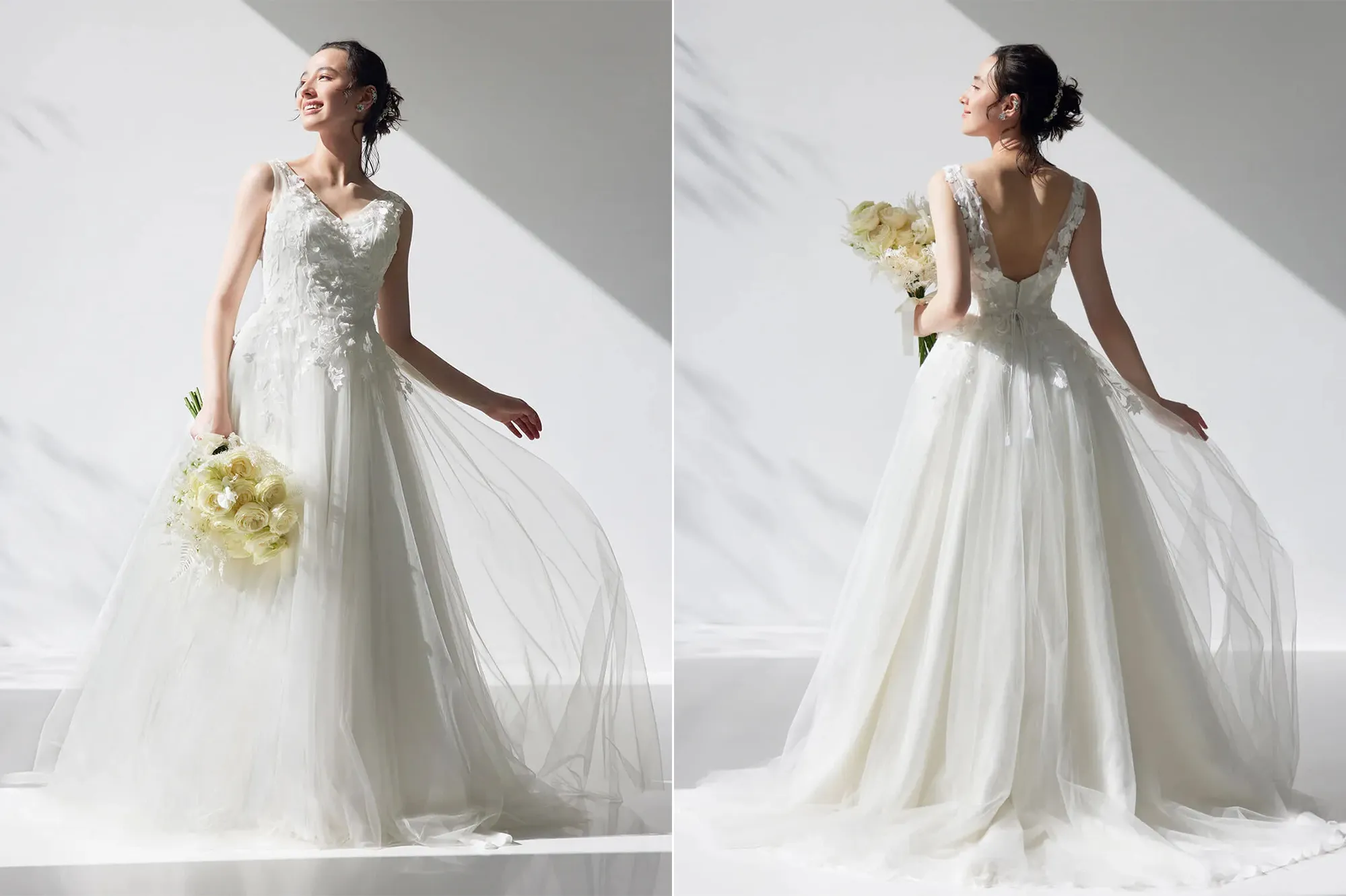 ビーチフォトに映えるウェディングドレス