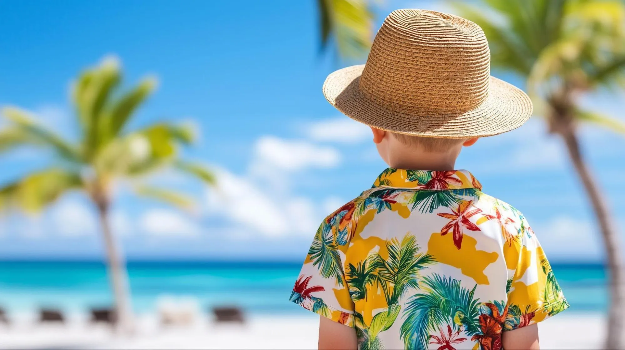 男の子：アロハシャツ＋短パン＋ローファー