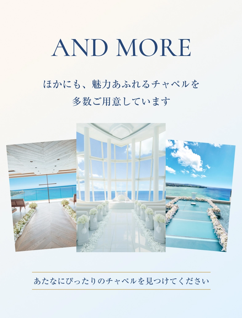 AND MORE ほかにも、魅力あふれるチャペルを多数ご用意しています