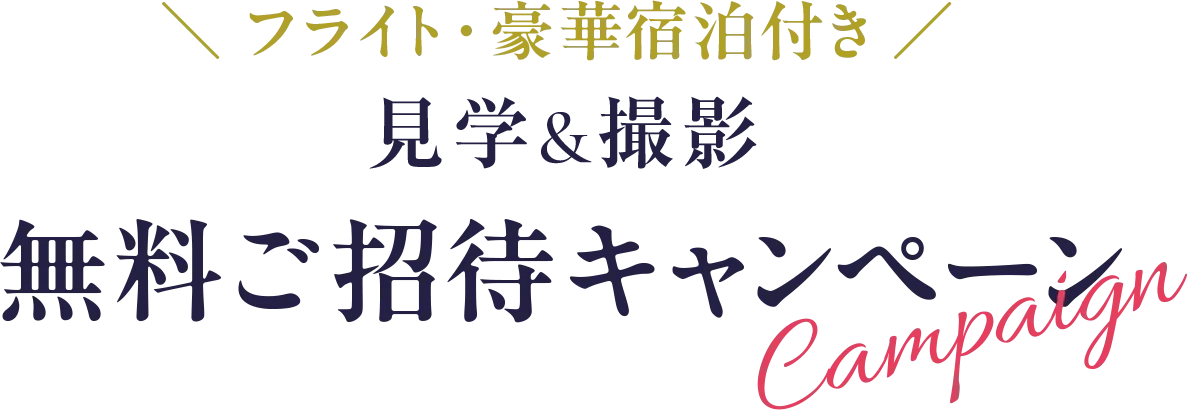 ＼ フライト・豪華宿泊付き ／試食＆見学無料ご招待キャンペーン